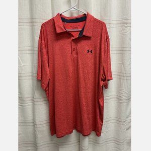 Under Armor Men’s The Playoff Polo Coral with Navy Logo Sz 2XL